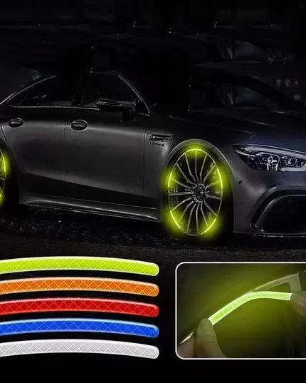 Car Wheel Hub Reflective Stripes Sticker Driving Safety Tire Decor Warning Sticker Warning Reflective Tape Car Accessories