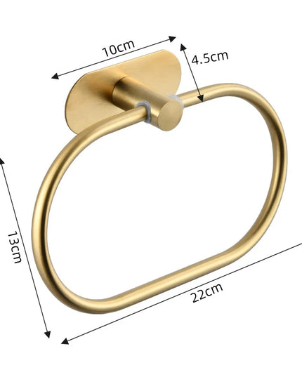 Stainless Steel Towel Holder Self-adhesive Bathroom Towels Rack Black Washhand Hanger Ring Rail Bar Kitchen Storage Accessories