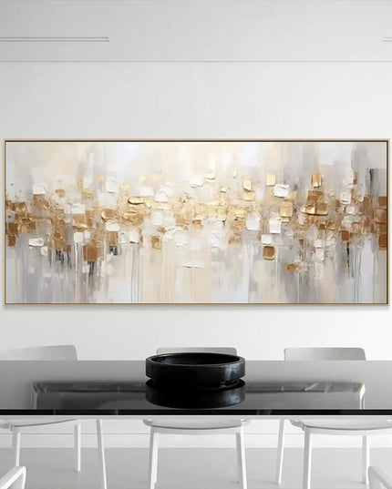 Gold Abstract Painting on Canvas Textured Wall Art Gold Foil Painting Boho Wall Decor Bright painting Large Modern Art Painting