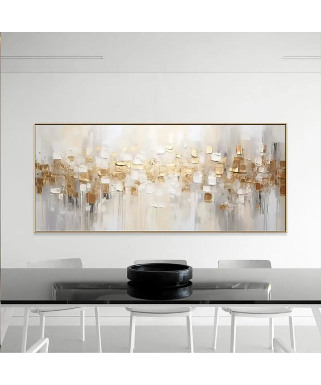 Gold Abstract Painting on Canvas Textured Wall Art Gold Foil Painting Boho Wall Decor Bright painting Large Modern Art Painting