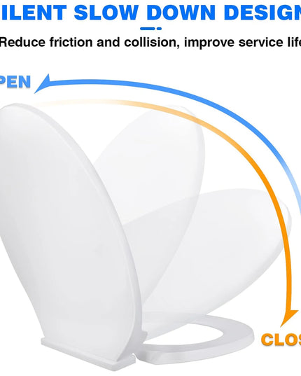 Slow Close O-Shape Toilet Seat Quiet Lid Durable Anti-Bacterial Simple Top Fixing Removable Universal Bathroom Accessories