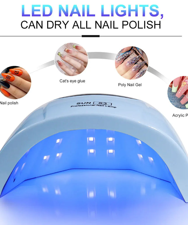 UV LED Nail Lamp Professional Gel Polishing Nail Light 24 LED Nail Art Quick Dryer for Nail Gel Curing Nail Salon Tool