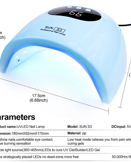 UV LED Nail Lamp Professional Gel Polishing Nail Light 24 LED Nail Art Quick Dryer for Nail Gel Curing Nail Salon Tool