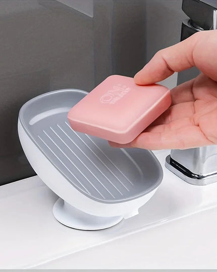 1pc Creative Soap Dish - Modern Drain Soap Tray with Suction Cup for Bathroom Organization and Hygiene