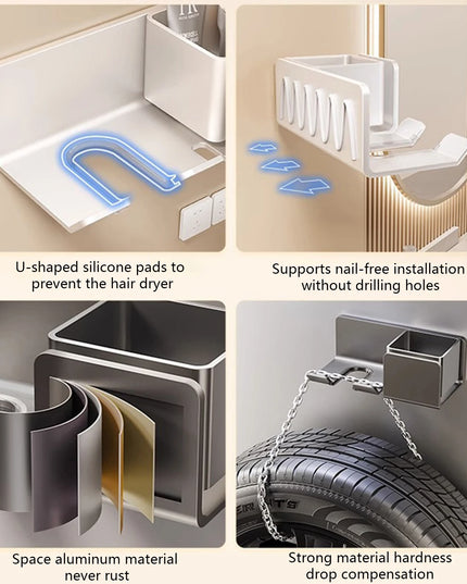 Hair Dryer Holder Wall Dryer Cradle Straightener Stand Hairdryer Organizer Box Toilet Blower Holder Shelf Bathroom Accessories