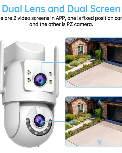 Jooan 5K 8MP Dual Lens Dual Screen IP Camera Wifi PTZ Camera Outdoor AI Auto Tracking CCTV HD Audio Video Surveillance