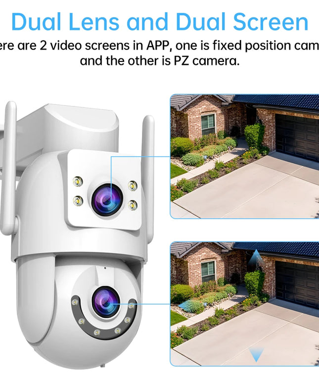 Jooan 5K 8MP Dual Lens Dual Screen IP Camera Wifi PTZ Camera Outdoor AI Auto Tracking CCTV HD Audio Video Surveillance