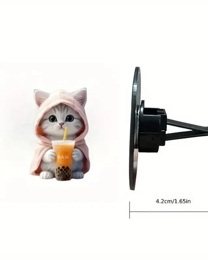 2pcs Cute Cat Acrylic Car Air Freshener - Long Lasting Scent Vent Clip Aromatherapy Decoration - Freshen Your Journey