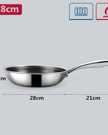 Stainless Steel Frying Pan Non Stick Frying Pan Honeycomb Skillet Kitchen Egg Steak Frying Pan Compatible with All Cooktops