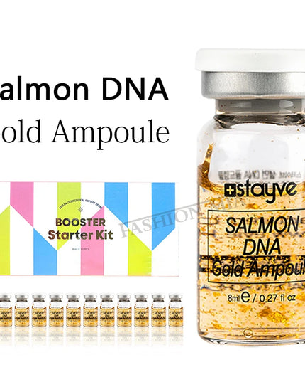 Stayve 8ml Face Salmon DNA Gold Ampoule Booster Serum Kit Natural Lighten melanin Whitening Moisturizing Care Skin