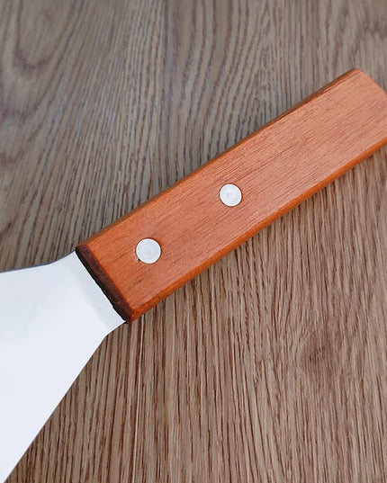 Stainless Steel Square Head Steak Cooking Spatula Wood Handle Pizza Shovel Pancake Beef Turner Scraper BBQ Utensils For Kitchen
