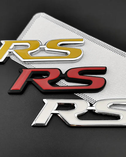 3d Metal RS Sticker Letters Logo Car Front Grille Rear Trunk Emblem Badge For Car Sport RS Sticker Acceessories