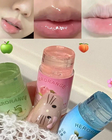 Peach Lychee Fruity Lip Balm Moisturizing Anti-Dry Anti Crack Clear Crystal Lip Balm Lip Care Mini Cute Jelly Lipstick Skin Care