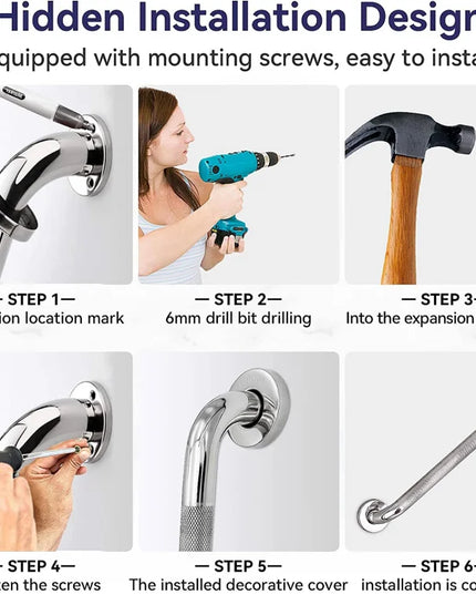 Bathroom Tub Toilet Handrail Grab Bar Stainless Steel 300/400/500Mm Anti Slip Shower Safety Support Handle Towel Rack