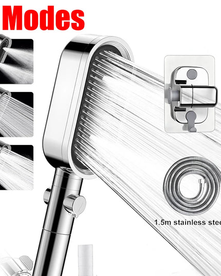 3 Modes Powerful Shower Head Anti-clogging and Easy To Clean Anti Anti-limescale Shower Head Handheld Flexible Bath  Shower Head