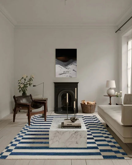 French Retro Bedroom Decor Stripe Carpet Minimalist Carpets for Living Room Home Art Plush Floor Mat Large Area Thickened Rug