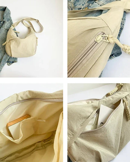 Trendy Women's Soft Cloth Shoulder Bag Solid Color Student Casual Style Big Handbags Crossbody Bags for Women Shoulder Hobos Bag