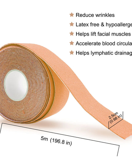2.5CM*5M Instant Facial Myofascial Lift Tape For Face Neck Eyes Skin Lifting Tool Wrinkle Removal Sticker V Face Elastic Bandage