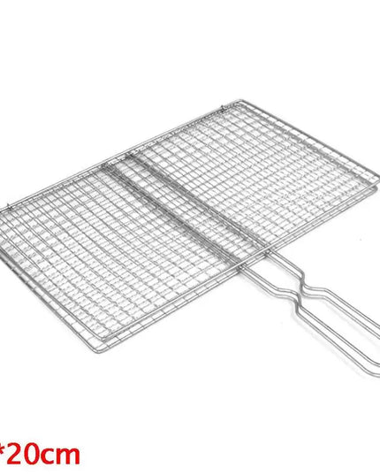 M/L Barbecue Grilling Basket Grill BBQ Net Steak Meat Fish Net Vegetable Silver Iron Mesh Clamp Barbecue Grilling Basket Grill