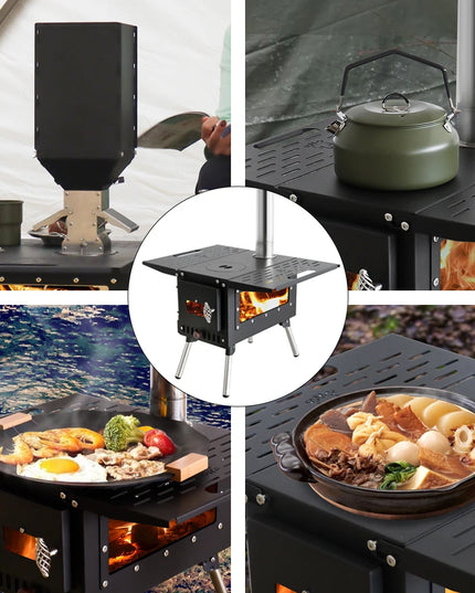 Pellet Burner 16L Storage Capacity Stainless Steel Firewood Stove Outdoor Camping Tent Heating Picnic Cooking