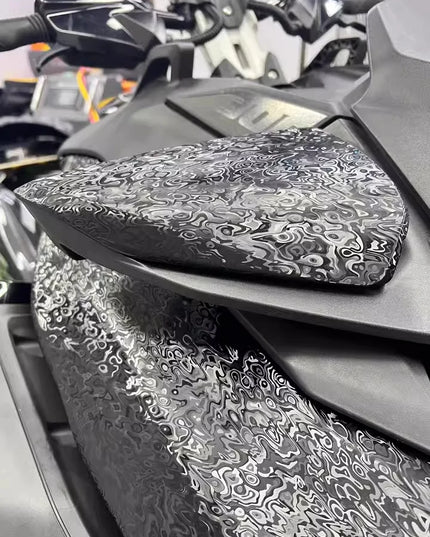 Black Forged Carbon Fiber Vinyl Wrap For Vehicle Motorcycle Cosmic Ghost Vinyl Wrapping Honeycomb Carbon Film Car Stickers