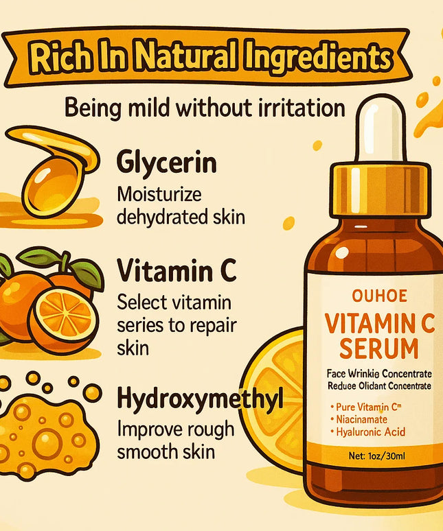 Vitamin C Wrinkle Remover Face Serum Lifting Firming Fade Fine Lines Anti-aging Essence Whitening Brighten Nourish Skin Care