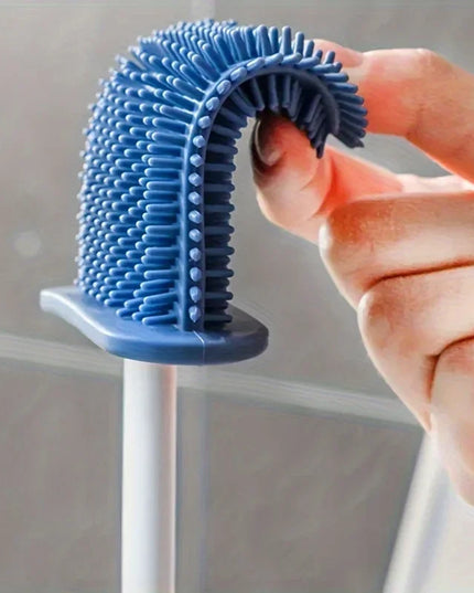 Full Bathroom Cleaning Set: Wall-mounted Silicone Toilet Brush and Ergonomic Long-handle Brush - Easy-to-clean Design