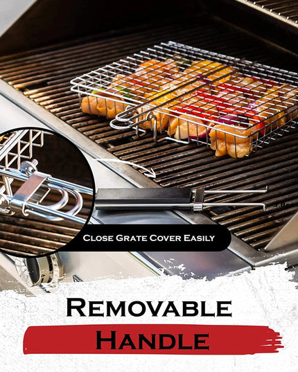 Stainless Steel Foldable And Thickened Barbecue Net Rack With Large Capacity For Grilling Chicken BBQ Grilling Basket WithHandle