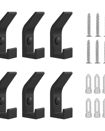 6PCS Heavy Duty Hook 22lbs Load Capacity Space Aluminum Towel Hook Clothes Coat Hook for Bathroom Kitchen Bedroom