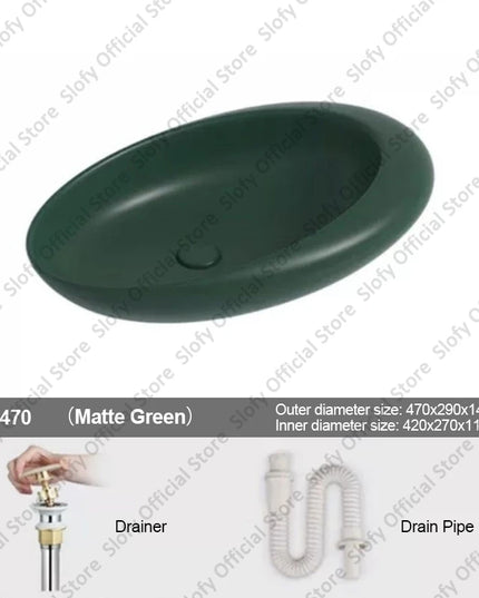 Nordic-style Hotel Countertop Basin Fashionable Art Bathroom Sink Egg-shaped Ceramic Sinks Various Styles Home Balcony Washbasin