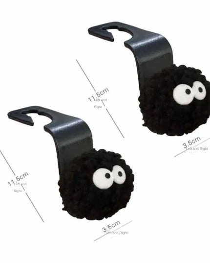 Cute Little Coal Ball Car Seat Back Hook Storage Car Headrest Organizer Food Bag Handbag Car Decoration Clothes Hanger
