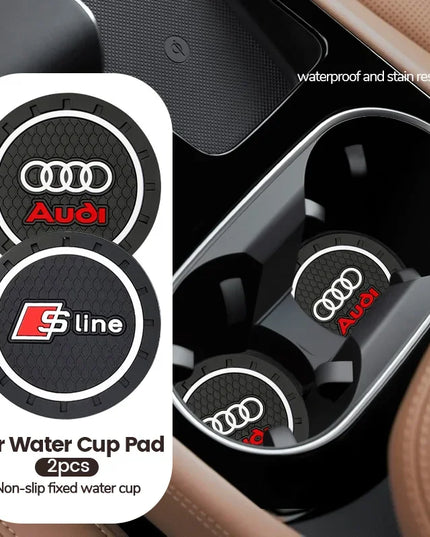 2pcs Silicone Car Coaster Water Cup Bottle Non Slip Pad Anti-Slip Mats For Audi Sline S6 S7 SQ5 SQ7 A3 A4 A5 A6 A7 A8L Q3 Q4 Q5