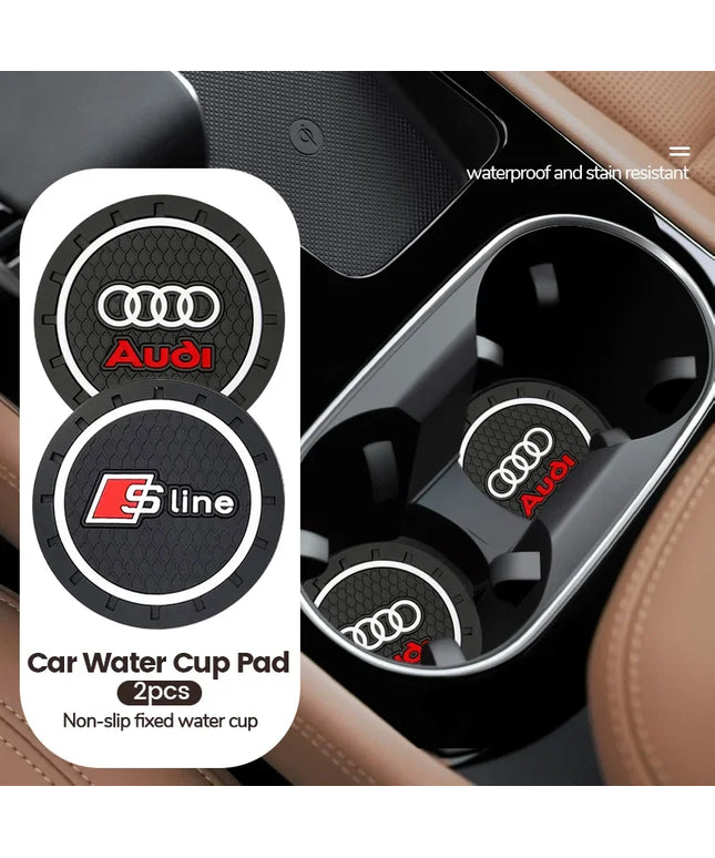 2pcs Silicone Car Coaster Water Cup Bottle Non Slip Pad Anti-Slip Mats For Audi Sline S6 S7 SQ5 SQ7 A3 A4 A5 A6 A7 A8L Q3 Q4 Q5