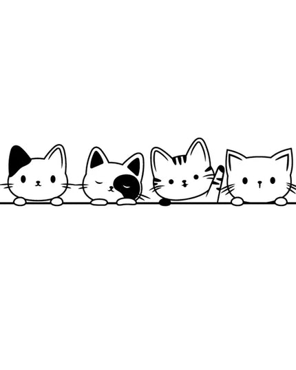 Peeking Cat Vinyl Sticker Car Window Bumper Decoration, Halloween Cats Decals Fur Kitten Laptop Stickers for Apple MacBook Decor