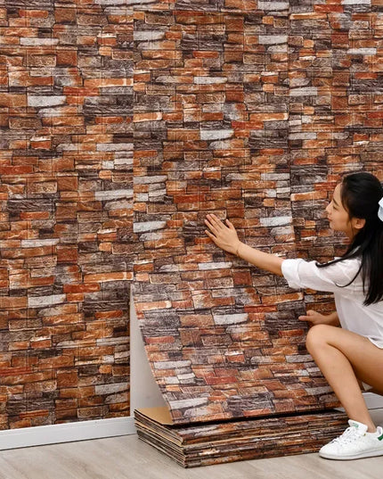 70cmx1/5/10m 3D Wallpaper Decoration Self-adhesive Antique Foam Brick Wallpaper Living Room Bedroom Waterproof 3d Wall Sticker