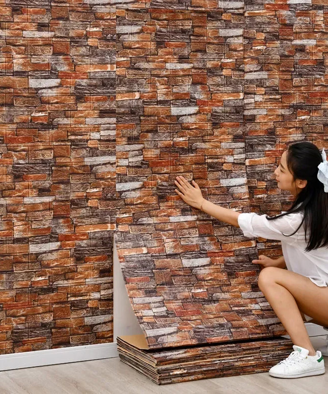 70cmx1/5/10m 3D Wallpaper Decoration Self-adhesive Antique Foam Brick Wallpaper Living Room Bedroom Waterproof 3d Wall Sticker