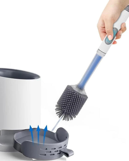 Detergent Refillable Toilet Brush Wall-Mounted Long Handle Silicone TPR Brush for Corner Cleaning Tools Bathroom Accessories