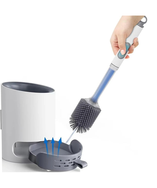 Detergent Refillable Toilet Brush Wall-Mounted Long Handle Silicone TPR Brush for Corner Cleaning Tools Bathroom Accessories