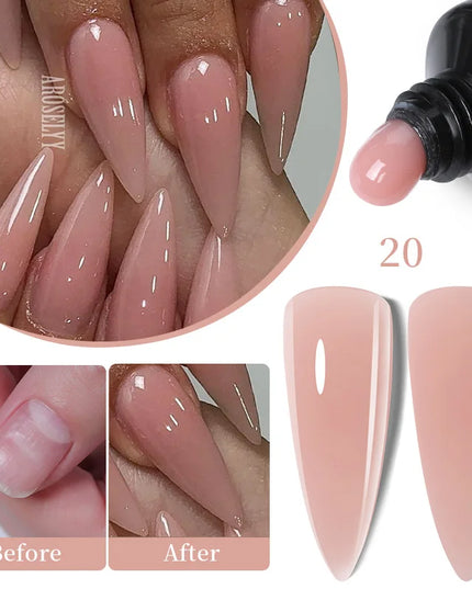 LILYCUTE 15ML Quick Extension Gel Nail Polish Nude Milk White Color Finger Prolong Acrylic Crystal Construction Hard Gel Varnish