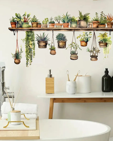 Multiple Flower Shelf Potted Furniture Wall Stickers Home Decor Accessories Living Room Bedroom Decoration Kids Room Wall Decals