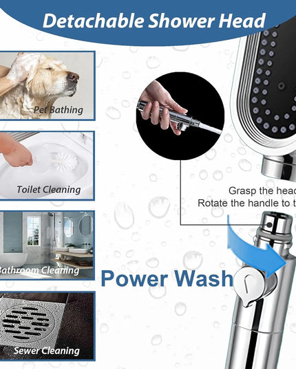 3 Modes Powerful Shower Head Anti-clogging and Easy To Clean Anti Anti-limescale Shower Head Handheld Flexible Bath  Shower Head