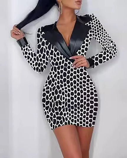 Dresses for Women New Long Sleeve Notched Collar Women Dress Black Package Hip Dress Women Vestidos De Verano Mujer 2025 Q699
