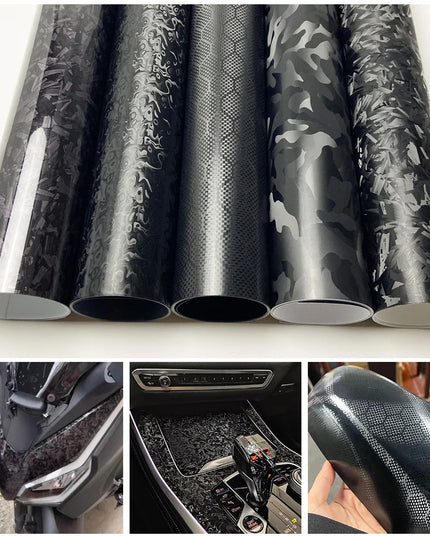 Black Forged Carbon Fiber Vinyl Wrap For Vehicle Motorcycle Cosmic Ghost Vinyl Wrapping Honeycomb Carbon Film Car Stickers