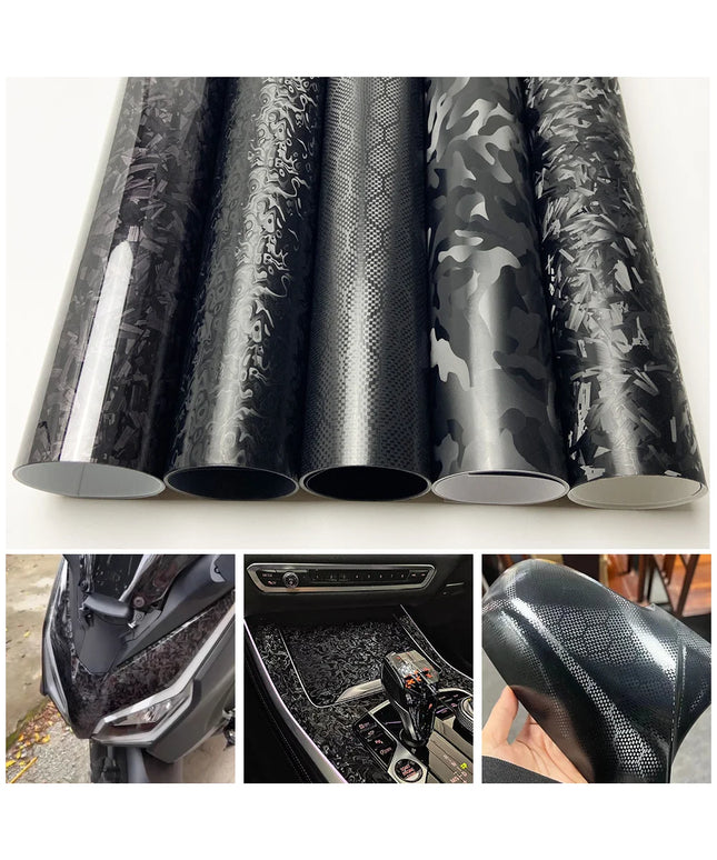 Black Forged Carbon Fiber Vinyl Wrap For Vehicle Motorcycle Cosmic Ghost Vinyl Wrapping Honeycomb Carbon Film Car Stickers