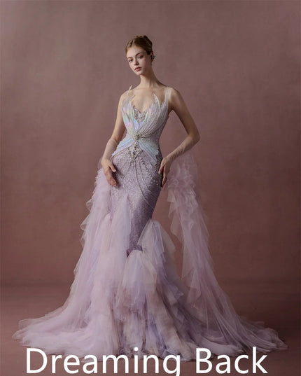 Customized  Temperament  Pink Tulle Homecoming Dress Luxury Strapless Detachable Sleeve  Beading Backless  Vestido De Noche