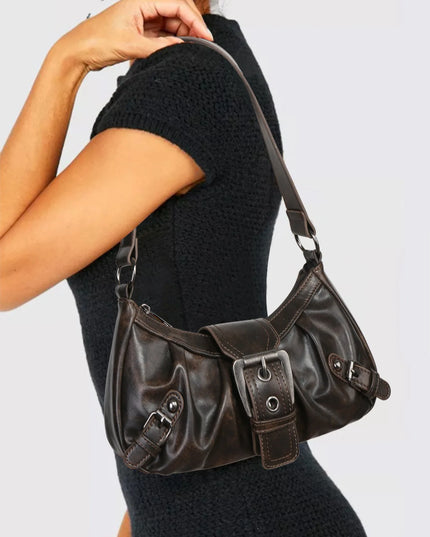 2024 spring hot selling Maillard style retro style small bag spicy girl Y2K wasteland style vintage leather shoulder armpit bag