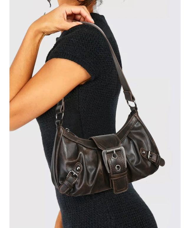 2024 spring hot selling Maillard style retro style small bag spicy girl Y2K wasteland style vintage leather shoulder armpit bag