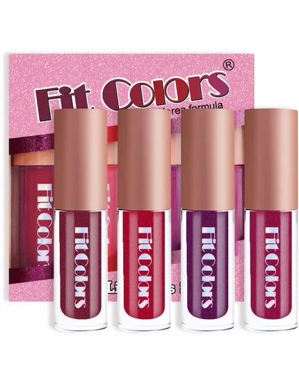 4Pcs/Set Metallic No-stick Cup Lip Gloss Pearly Diamond Fine Glitter Matte Moisturizing Waterproof Lip Glaze Liquid Lipstick Kit