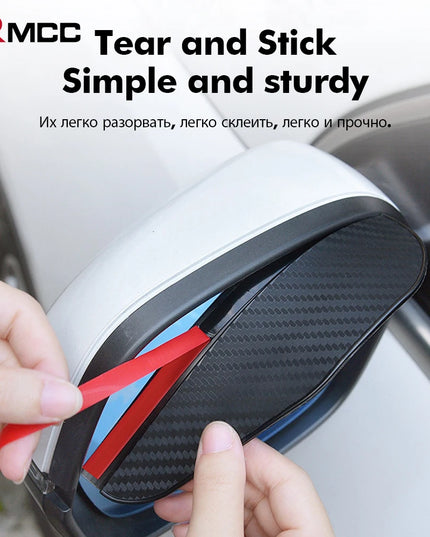 2PCS Carbon Fiber Sun Visor Shade Cover Car Rearview Mirror Rain Eyebrow Protector Clear Vision for Rain Car Mirror Accessories