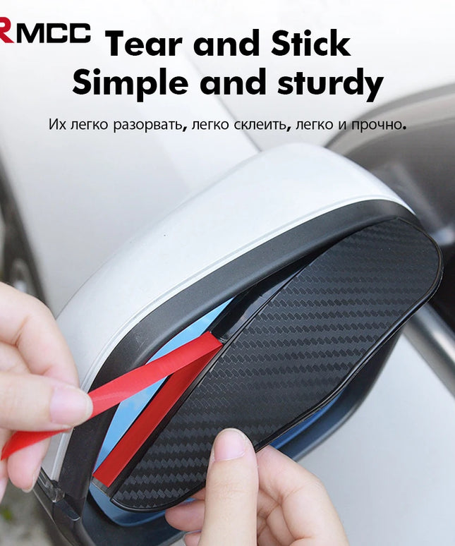 2PCS Carbon Fiber Sun Visor Shade Cover Car Rearview Mirror Rain Eyebrow Protector Clear Vision for Rain Car Mirror Accessories